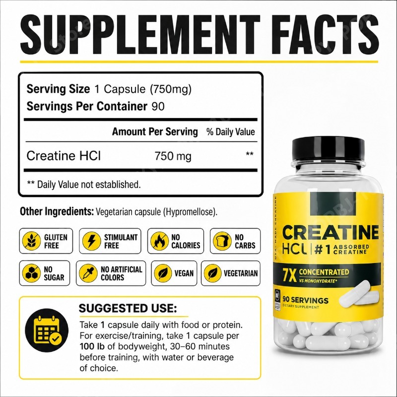 Креатин HCl 750 мг, 90 капсул, – обзор и цена Nutrition Of Fitness