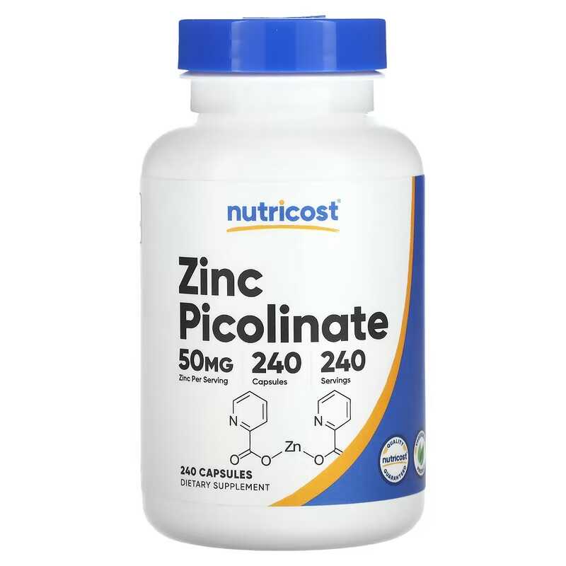 Пиколинат цинка, 50 мг, 240 та – обзор и цена Zinc Supplement 50Mg
